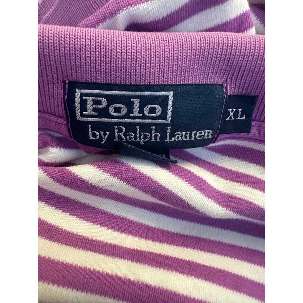 Polo Ralph Lauren Men's Purple Striped Short Sleeve Pony Logo Polo Shirt Size XL